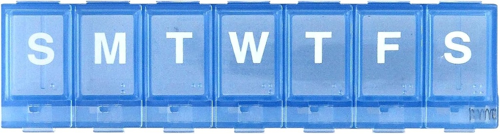 EZY DOSE Settimanale (7-giorno) Pillola Planner, Medicina Case, Vitamin Organizer Box, Small Locking Compartments to Secure Prescription Medication and Prevent Accidental Spilling, Blue