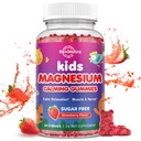 Gummie di Magnesio per bambini - Magnesio Glycinate Gummies con L-teanina, Camomilla, Vitamina B6, D per bambini e adulti dormire, Stress, Muscolo Rilievo & Nerve Bone - Zucchero Fragola Gratis 60ct