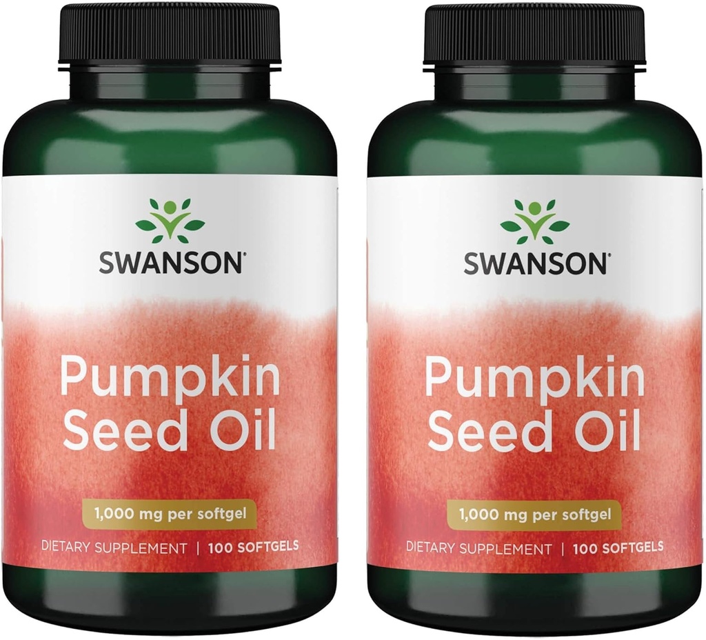 Olio di semi di zucca Swanson - EFA ad alta biodisponibile - (100 capsule di softgel, 1000 mg ogni) 2 confezione