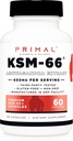 Primal KSM-66 Ashwagandha Complex (60 Capsule / 60 Serve, 600 mg Per Serving) - KSM-66 Ashwagandha con estratto di pepe nero, senza glutine, non OGM