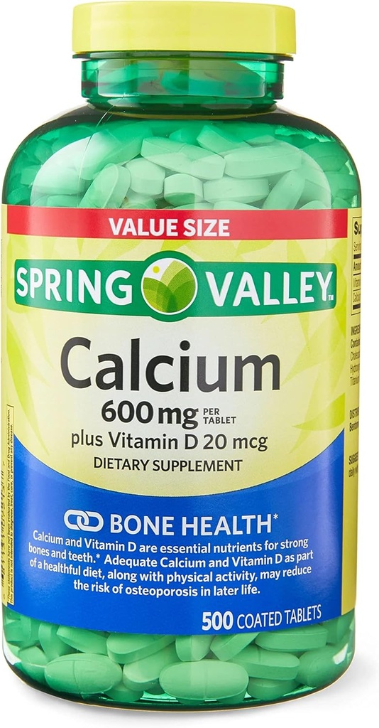 ikj Calcium Plus Vitamina D compresse Supplemento dieta Dimensione del valore, 600 mg, 500 conte