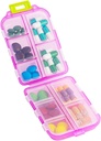 Organizzatore di pillole di viaggio, scatola di Dispenser di medicina quotidiana di prova dell'umidità, piccolo caso di vitamina settimanale per supplemento, olio di pesce, medaglie, contenitore di capsule carino della farmacia tascabile 10 scomparti, rosa