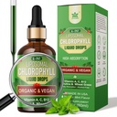 Organic clorofilla liquido gocce liposomali per le donne e gli uomini, 6-in-1 Verdi Superfood Vegan clorofill w/Spirulina, erba di grano, vitamina C B12 A per Deodorante interno*, energia, digestivo,1Packs/2 Fl Oz