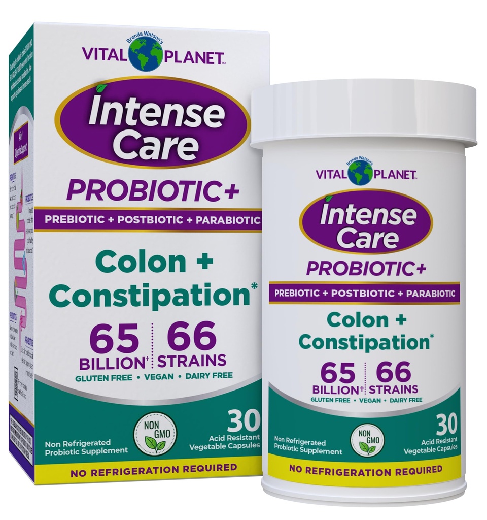 Vital Planet - Intenso Cura Colon & costipazione Probiotici Plus Organici Prebiotici, Postbiotici, Parabiotici, Completa 4-in-1 Salute Supplemento per Adulti, 65 miliardi di CFU, 66 Strains, 30 ct