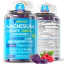 Magnesio Citrato Gummies 500mg per Donne Uomini Zucchero Libero, Citrato di Magnesio per la costipazione | Gummie di Magnesio Chelato con B6 per Mood, Calma |Calcium Magnesium Zinc D3 Supplemento per Bone & Muscolo