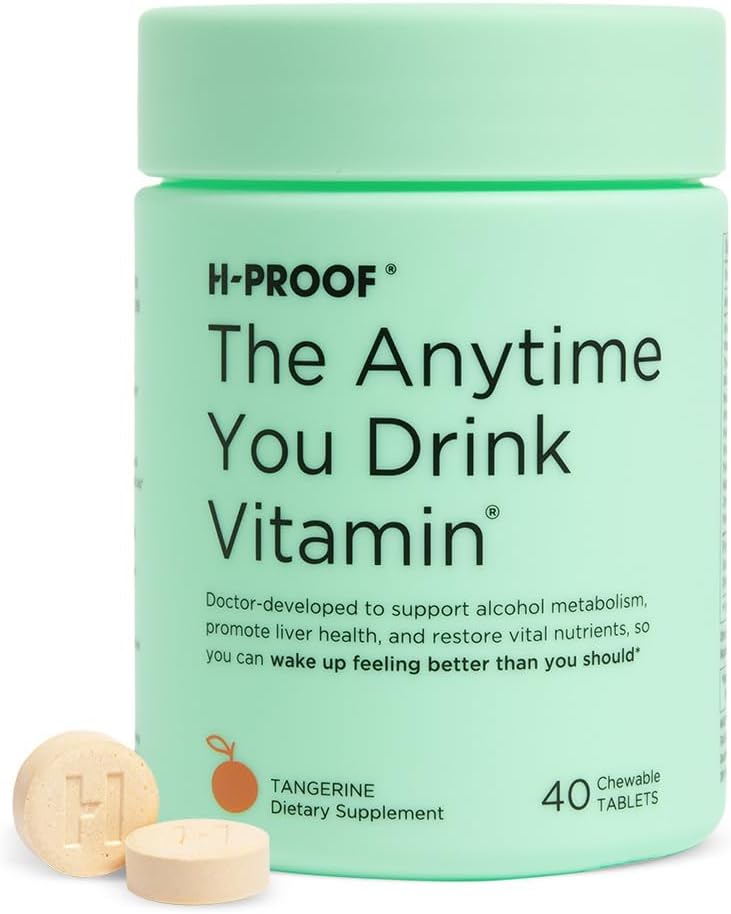 H-PROOF Il tempo in cui si beve la vitamina, la salute e l'immunità del fegato con gli elettroliti, il cardo del latte e le vitamine B & C - 40 compresse masticabili (20 porzioni), Vegan, Tangerine