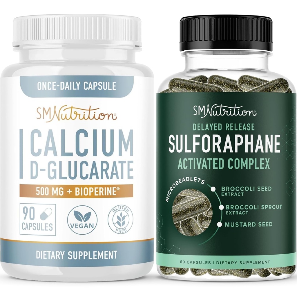 Complesso di Sulforaphane con Calcium D-Glucarate | Bundle di bilanciamento dell'ormone con supplemento avanzato di bilanciamento dell'ormone di Microbeadlet (60 Serve) e Vegan Gluten Free Non-GMO CDG Supplement (90 Serve)
