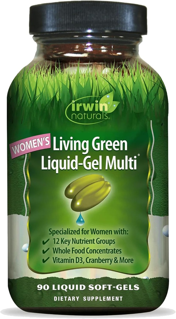 Irwin Naturals Women's Living Green Liquid-Gel Multi - 120 Liquid Softgels - Include 70 Nutrienti essenziali, vitamine e minerali
