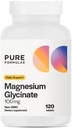 PureFormulas Magnesio Glycinate 100 mg Supporto giornaliero per Stress, Nervi, Sonno, Muscoli, Metabolismo Pure Magnesio Glycinate Supplemento per Donne e Uomini Magnesio Non OGM 120 Tablet