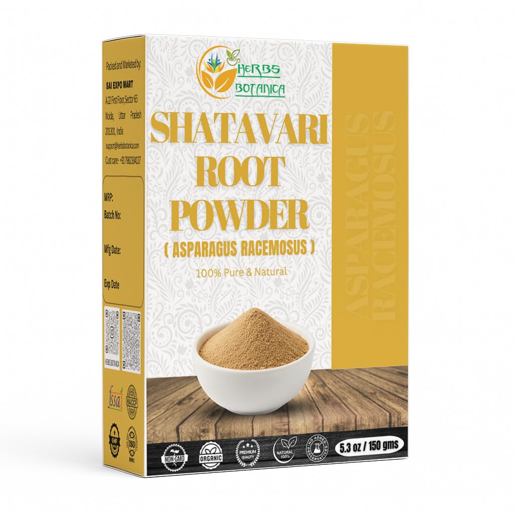Erbe Botanica Shatavari Polvere naturale Asparagus Racemosus per l'allattamento al seno Shatavri Satawar Kalpa Kalp India Migliora Lattazione | Rejuvenate Stamina | 5.3 oz / 150 GMS