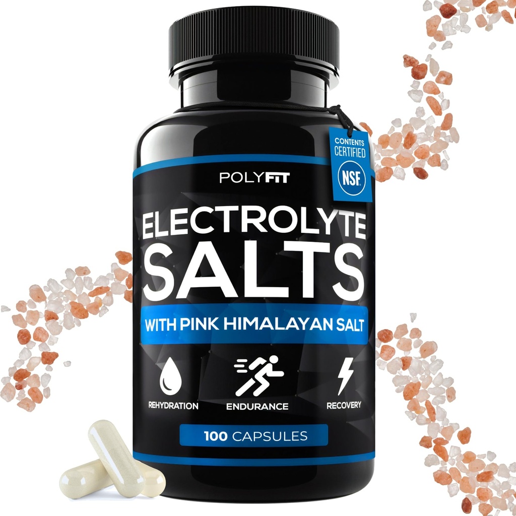 Polyfit Electrolyte Salts - 100 Salt Pills - Elettroliti Sostituzione di Salt Tablets per Runners - Supplemento per Rapid Hydration, Recupero e Endurance
