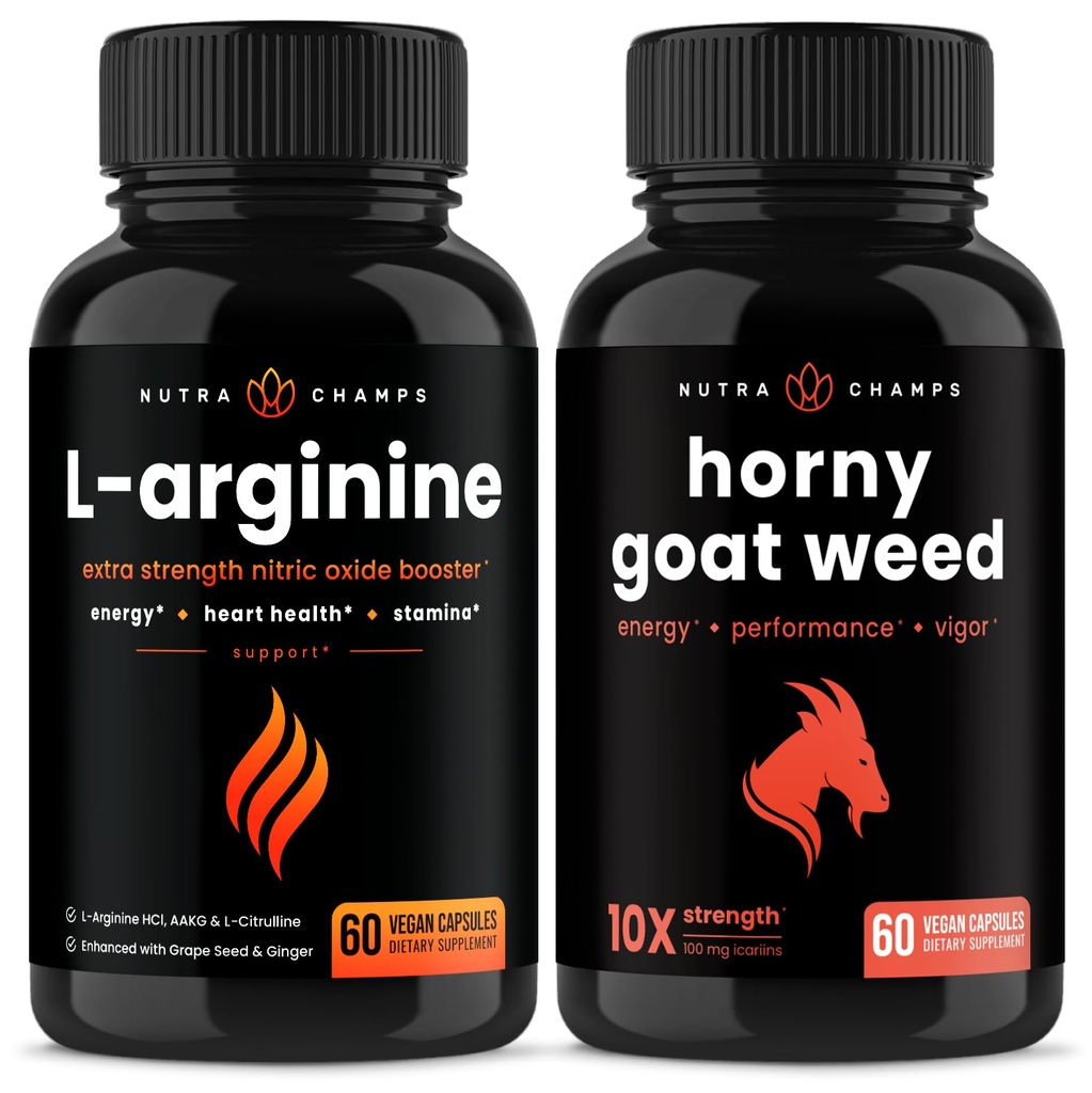 NutraChamps L-Arginina Capsule e Capsula Arrapato Erbato 2 Pack Bundle
