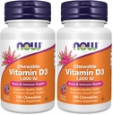 NOW Integratori, Vitamina D-3 1.000 UI, Frutta Naturale Aroma, Supporto Strutturale*, 180 Masticabili (Pacchetto di 2)