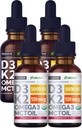 (4 Pack) Vitamina D3 K2 Gocce Unflavored & Strawberry Flavor Bundle - Massima resistenza Vitamina D Liquid 5000 IU con MCT olio Omega 3 - Nessun filler, Non-GMO liquido D3 per il supporto immunitario, 2 Fl Oz Ogni