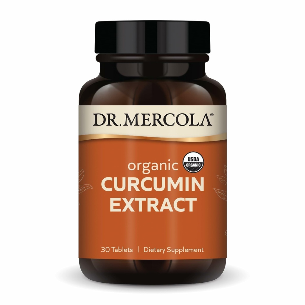 Dr. Mercola Organic Curcumin Extract, 30 Serve (30 compresse), Integratore alimentare, Non OGM, Certificato USDA Organic