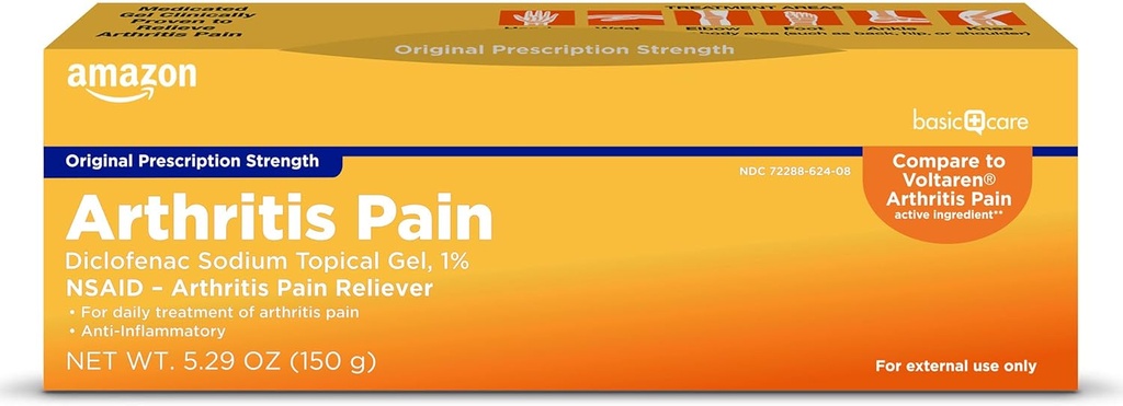 Gel per la cura di base Arthritis Pain Relieving, Diclofenac Sodium Topical Gel, 1% (NSAID), 5.29 Oz (150 Grammi) (Packaging può variare)