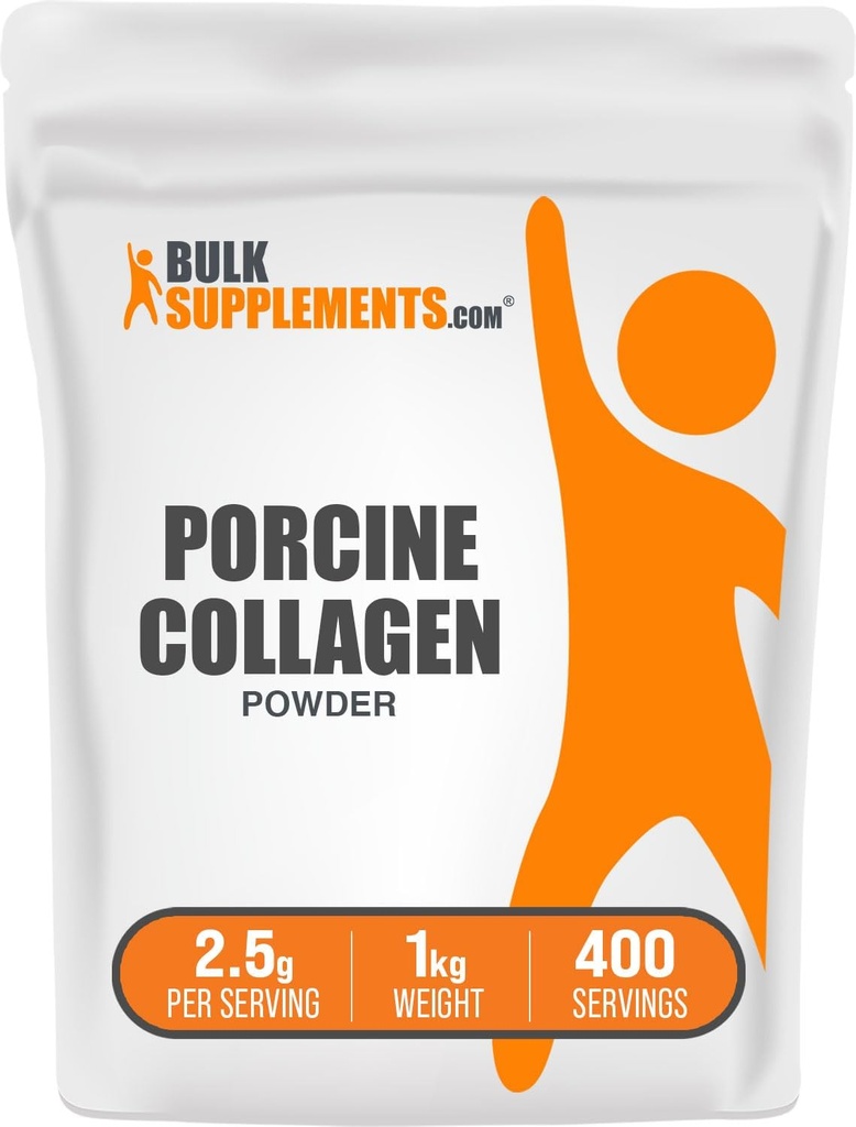 BulkSupplements.com Polvere di collagene di porcellana - Collage idrolizzato, Peptidi - Gluten Free, 2500mg per porzione, 5kg (11 lbs) (Pack of 5)