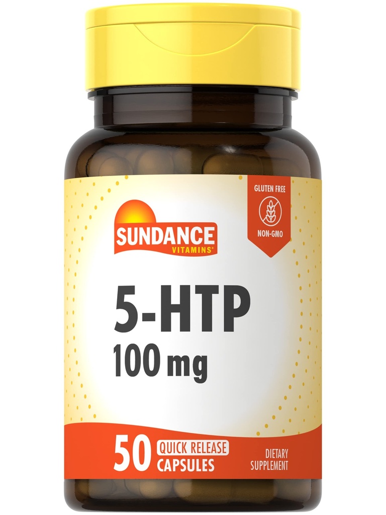 Sundance 5-HTP 100mg | 50 capsule | 5 Hydroxtryptophan | Non-GMO & Gluten Supplemento gratuito