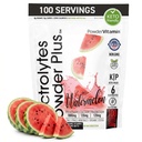 PolvereVitamin Electrolytes Powder Plus (100 Servings) Polvere di elettrolita dell'anguria, Calorie zero, Keto, 0 Zucchero, No Maltodextrin, 1000mg Potassium, 120mg Calcium, 120mg Magnesio, Powde di idratazione dell'energia