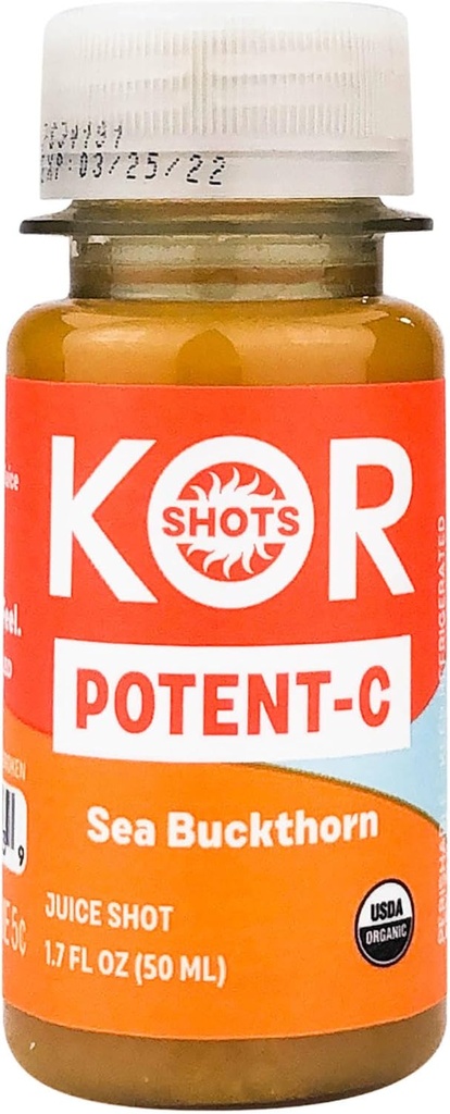 KOR Shots Sea Buckthorn e Baobab Shot - 1.7 Fl Oz - Potent C - Superfoods Vitamin C Shot - USDA Certified Organic