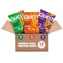 Quest Nutrition Tortilla Style Protein Chips Variety Pack, Chili Lime, Nacho Cheese, Taco caricato, Carbo basso, Proteina alta, Gluten Free, 1.1 oz (Pack of 12)