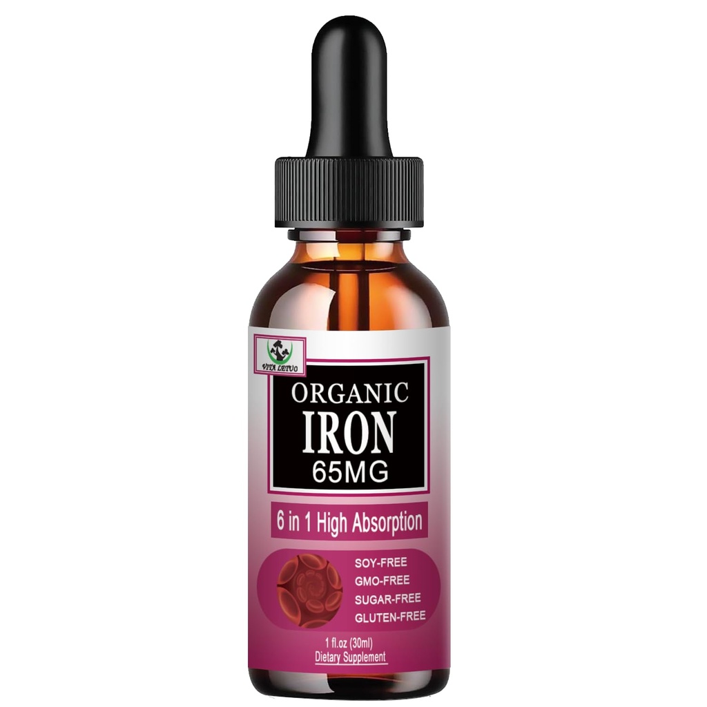 Supplemento di ferro per le donne con vitamina C,6-in-1 Supplemento liquido w/Vitamina B12,Vitamina B6,High Absorption Liquid Iron Drops for Red Blood Cells & Immune Support, Non-GMO, Gluten Free