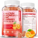 Zucchero Gratuito Magnesio Zinco Integratore Gummies con Vitamina D3 & B12 per Donne e Uomini Alto Assorbimento Calcium Magnesio Supplemento per Supporto Immune (120 Conti)