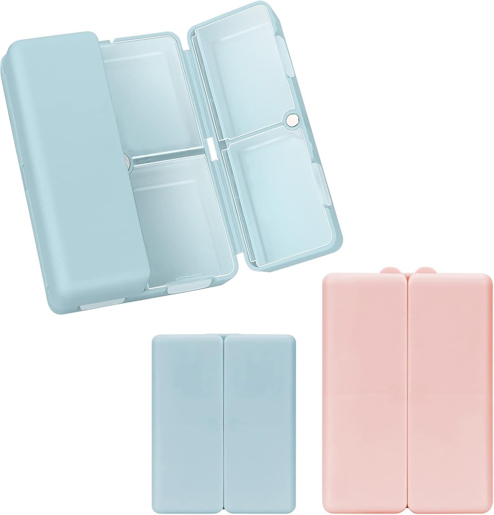 FYY 2 Pcs Daily Pill Organizer, 7 scomparti Portable Pill Case Travel Pill Pill Organizer,[Folding Design] Pill Box per Purse Pocket per tenere Vitamine,Cod Liver Oil,Supplements and Medicine-Navy+ Rosa