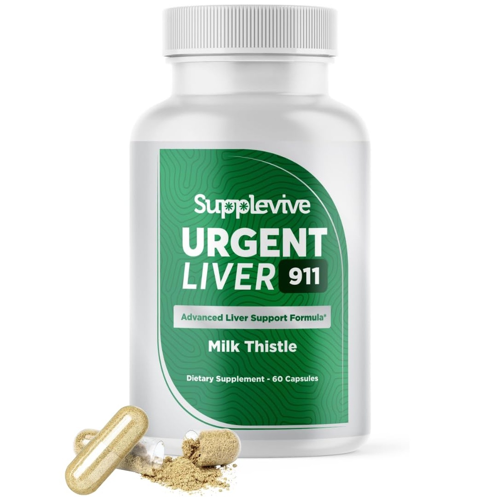 Urgent fegato 911 Herbal Liver Support Supplemento Liver Cleanse Detox & Repair Formula con latte Thistle Silymarin Dandelion Root and Artichoke Extract for Liver Health, 60 capsule (1)