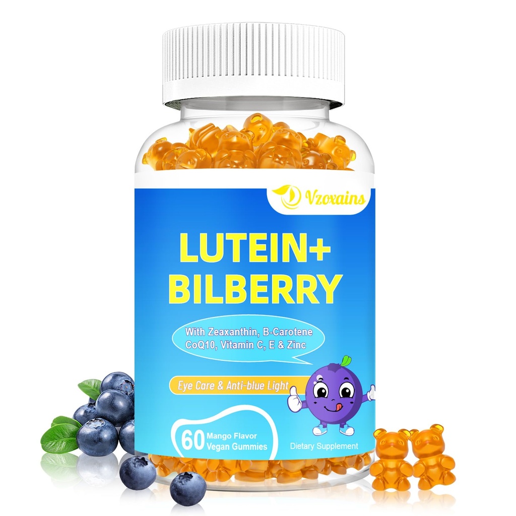 20mg Lutein & Zeaxanthin Gummies con Bilberry, Astaxantina, Omega 3, Vitamina C, E - Supplemento di salute per gli adulti e i bambini - Rilievo per gli occhi asciutti, Chiarezza della visione, Supporto maculare