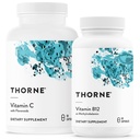 THORNE - Benessere Bundle - Vitamina C & B12 - Supporta Cuore, Nerve, Immune e Salute dei tessuti - 60 a 90 Serve