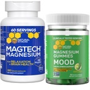 Natural Stacks Magtech Magnesio + Mood Magnesio Gummies Bundle - 4 Forme di Magnesio - Rilassamento, Salute del cervello e supporto per lo stress* - 210 Pezzi totali