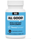 NovaFerrum All Good | Supplementi di capsule di ferro per adulti | Anemia | 50mg di ferro | 90 Serve | Sugar Free | Vegan | Gluten Free