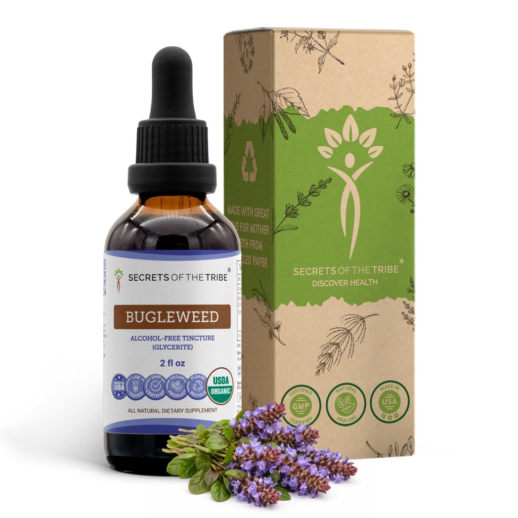 Bugleweed USDA Organic | Alcohol-FREE Extract, High-Potency Herbal Drops, Respiratory System | Realizzato in 100% certificata Bugleweed Organico (Ze Lan, Lycopus Virginicus) Erbe secca (2 FL OZ)