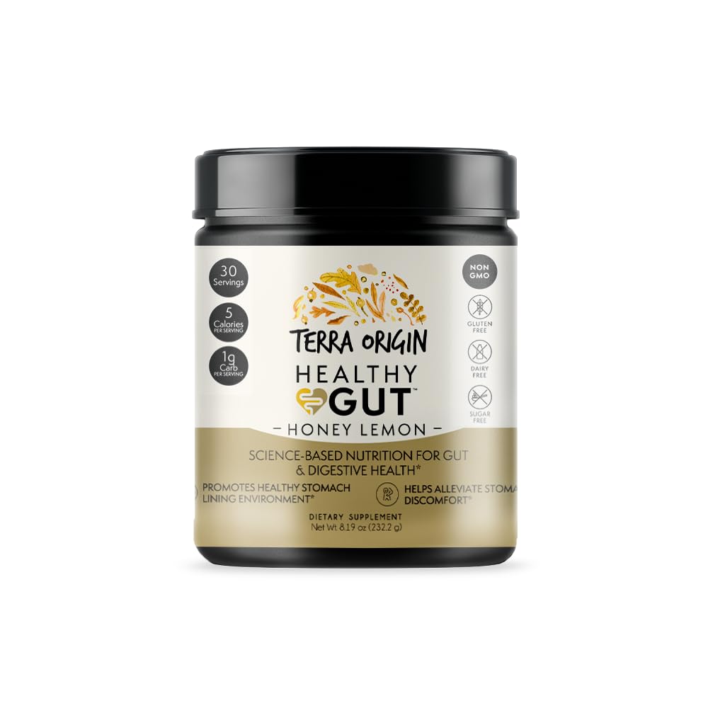 TERRA ORIGIN Polvere di fegato sano (Limone di miele) | 30-Servings con L-Glutamina, Zinco, Glucosamina, Slippery Elm Bark e altro ancora!