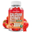 Citrato di calcio Gummies, Citrato di calcio senza zucchero 1000mg per muscolo sano, assorbente supplementi di calcio per adulti e bambini, fragola, 60 conte