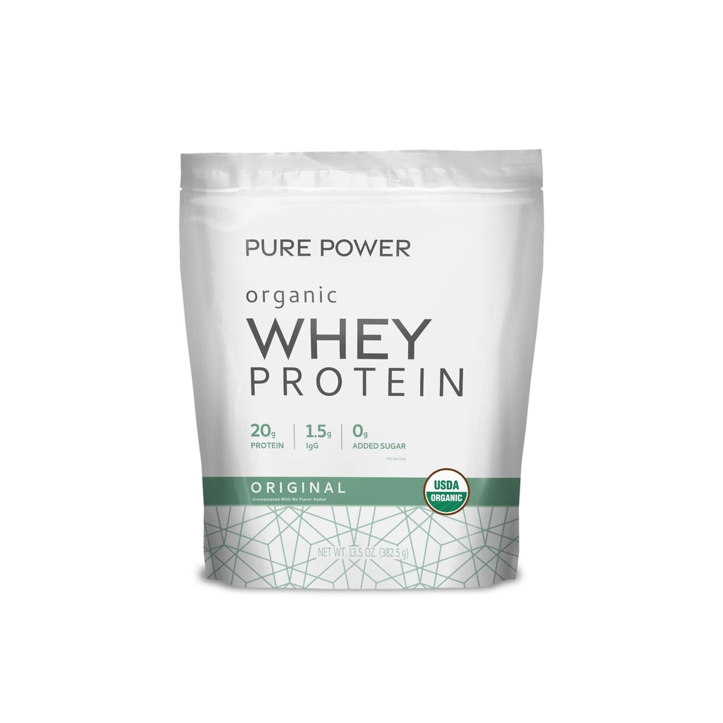 Dr. Mercola Pure Power Organic Whey Protein - 20 g Protein - Supporta la crescita muscolare & Energy - Grass-Fed Whey Concentrate - 15 Serve (20.60 oz) - Originale