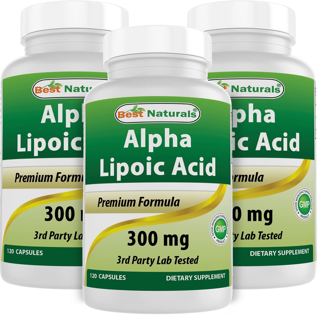 Migliori naturali alfa acido lipoico 300 mg 120 capsule (120 conteggio (pacchetto di 3))
