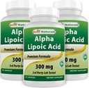 Migliori naturali alfa acido lipoico 300 mg 120 capsule (120 conteggio (pacchetto di 3))
