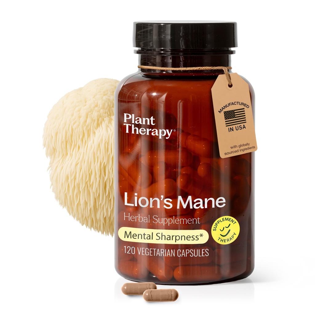 Estratto di supplemento di funghi del leone di terapia vegetale fabbricato negli Stati Uniti 4 mesi di alimentazione Supporta la salute del cervello, Clarity mentale e integratori di memoria per le donne & uomini 120 capsula vegetariana