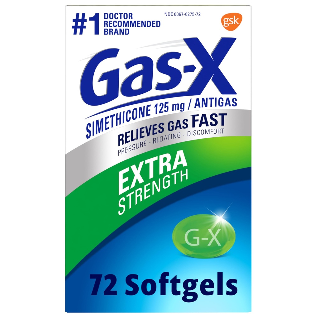 Gas-X ad alta resistenza Rilievo del gas Softgels con Simethicone 125 mg per Bloating Relief - 72 Conte