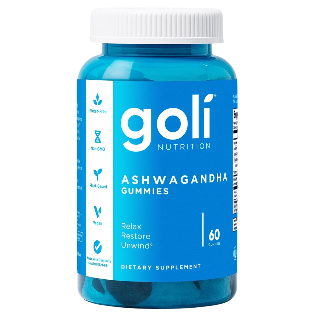 Goli Ashwagandha & Vitamina D Gummy - 60 Conte - Bacca mista, KSM-66, Vegan, Plant Based, Non-GMO, Gluten-Free & Gelatin Free Relax. Ripristino. Rilassati, Confezione da 1