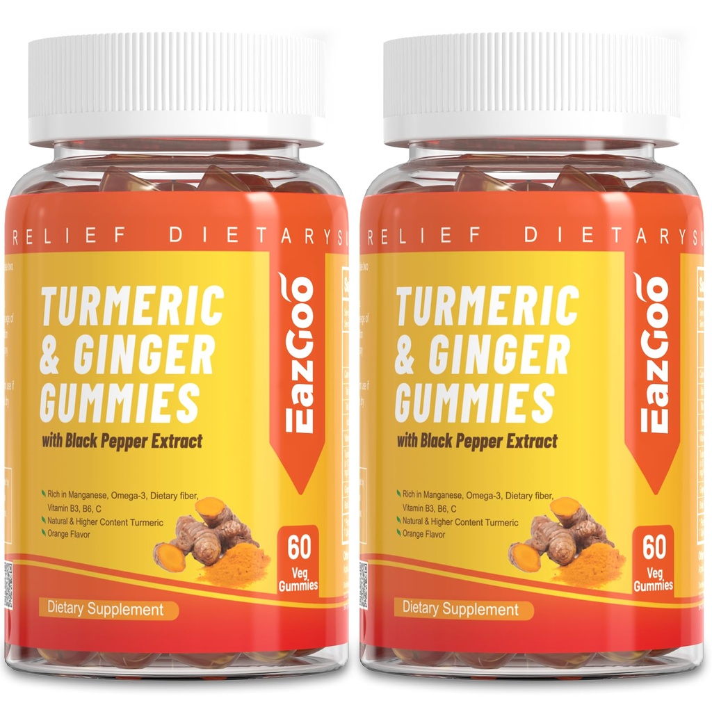 Gummies curcuma curcuma curcuma 500mg per adulti, con pepe nero, radice di zenzero, vitamina C, gommie di frutta a basso zucchero, aroma d'arancia - 120 conti