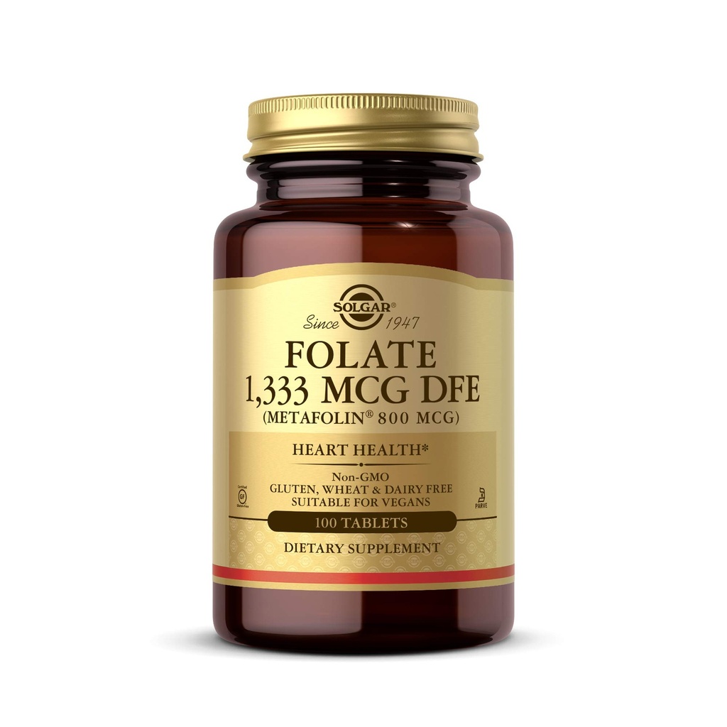 Solgar Folate 1333 MCG DFE Metafolin® 800 mcg Tablets, Originale, 8 once