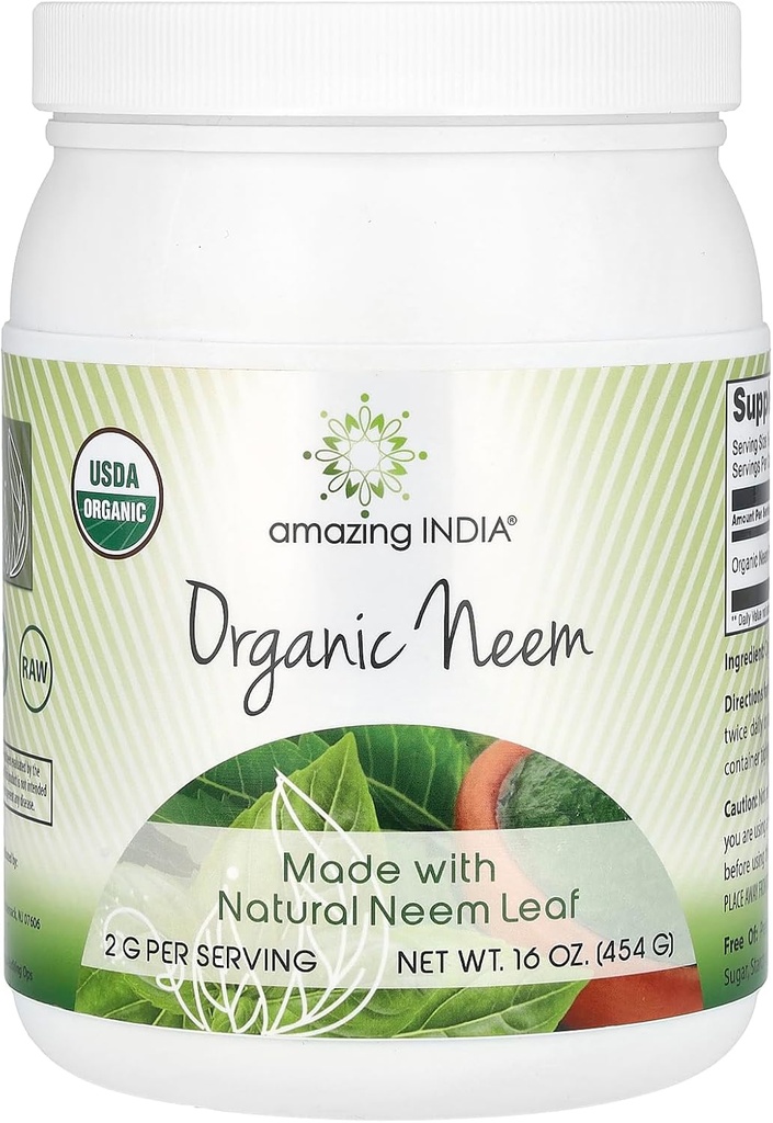 Incredibile India USDA certificata polvere di neem organico (non OGM) 16oz - promuove la purificazione del sangue, immunità sana e pelle sana