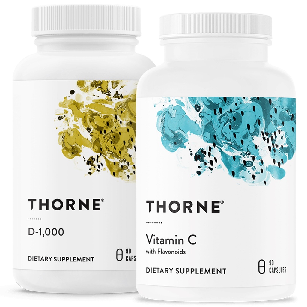 THORNE - Supporto immunitario Combo - Vitamina D3 & Vitamina C Blend per la funzione immunitaria sana - da 30 a 90 Serve