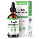 Gocce di clorofilla liquida LIQUIDHEALTH - Deodorizzatore interno, disintossicazione del fegato, supporto immunitario, Promuovere il collagene per capelli e pelle, Stop cattivo respiro, Ridurre l'appetito - Made in the USA, Vegan, Non-GMO (2 oz)