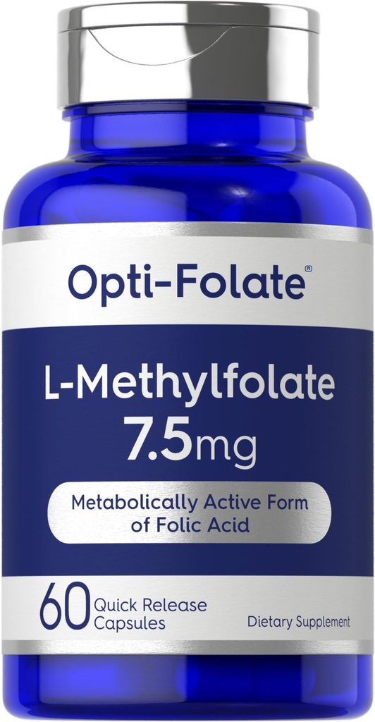 Carlyle L Methylfolate 7.5 mg | 60 capsule | Ottimizzato e attivato | Non OGM, Gluten Free | Methyl Folate, 5-MTHF | da Opti-Folate