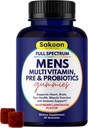 Sakoon nutrizione Men's Multivitamin Gummies con Probiotici e Prebiotici, Adult Multivitamin A, C, D, E, B & More, Support Immune, Energy, Health, 60 Count
