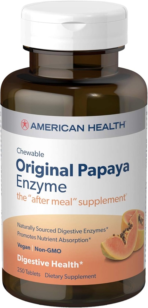 Prodotti per la salute americana - Original Papaya Enzyme, 250 compresse masticabili